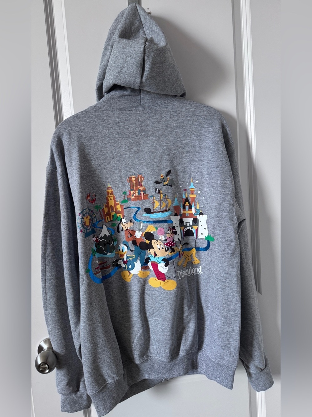 NWOT-Disneyland Gray Zip-Up Hoodie with Castle & Mickey Graphic-Medium - Picture 4 of 5